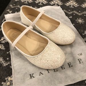 Kailee P White Rock Glitter Maryjane Ballet Flats - Worn Once
